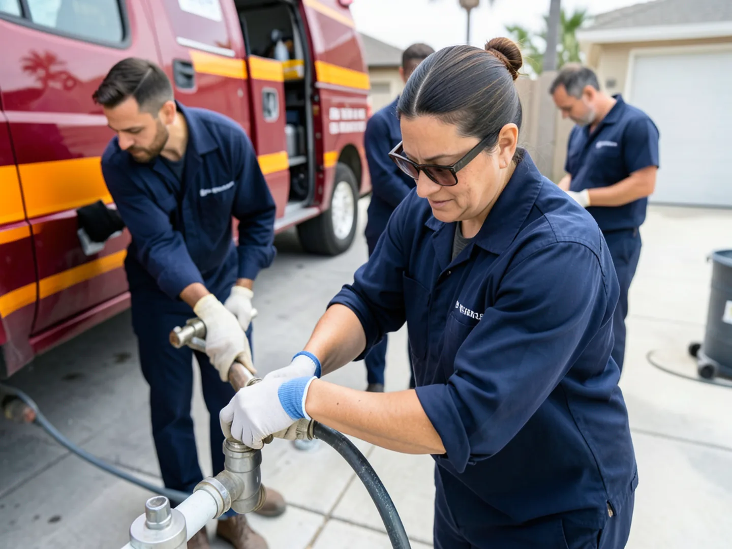 Customer service representative handling emergency plumbing call and safety triage