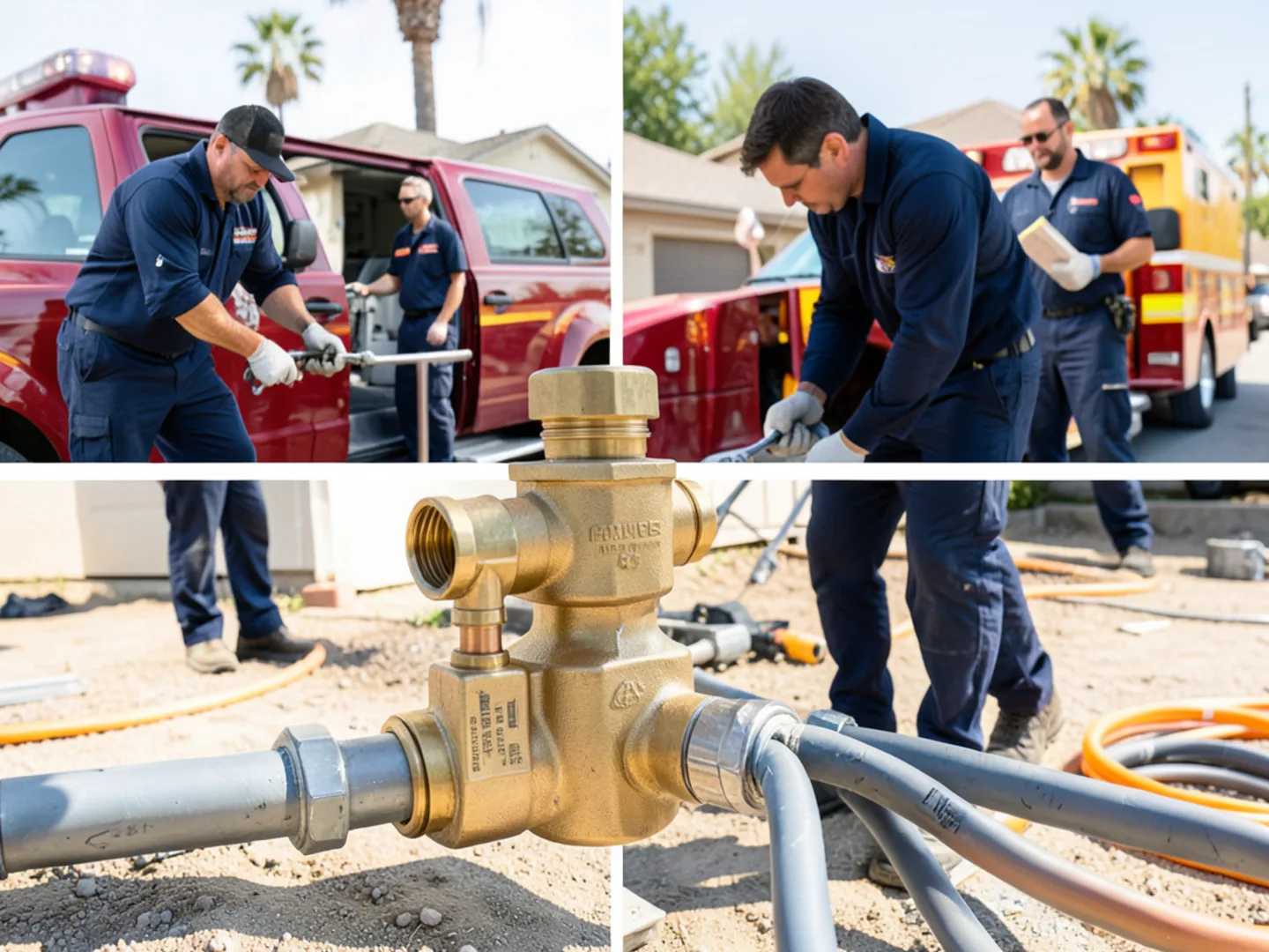New brass ball valves, copper fittings, and PEX coils ready for residential repair