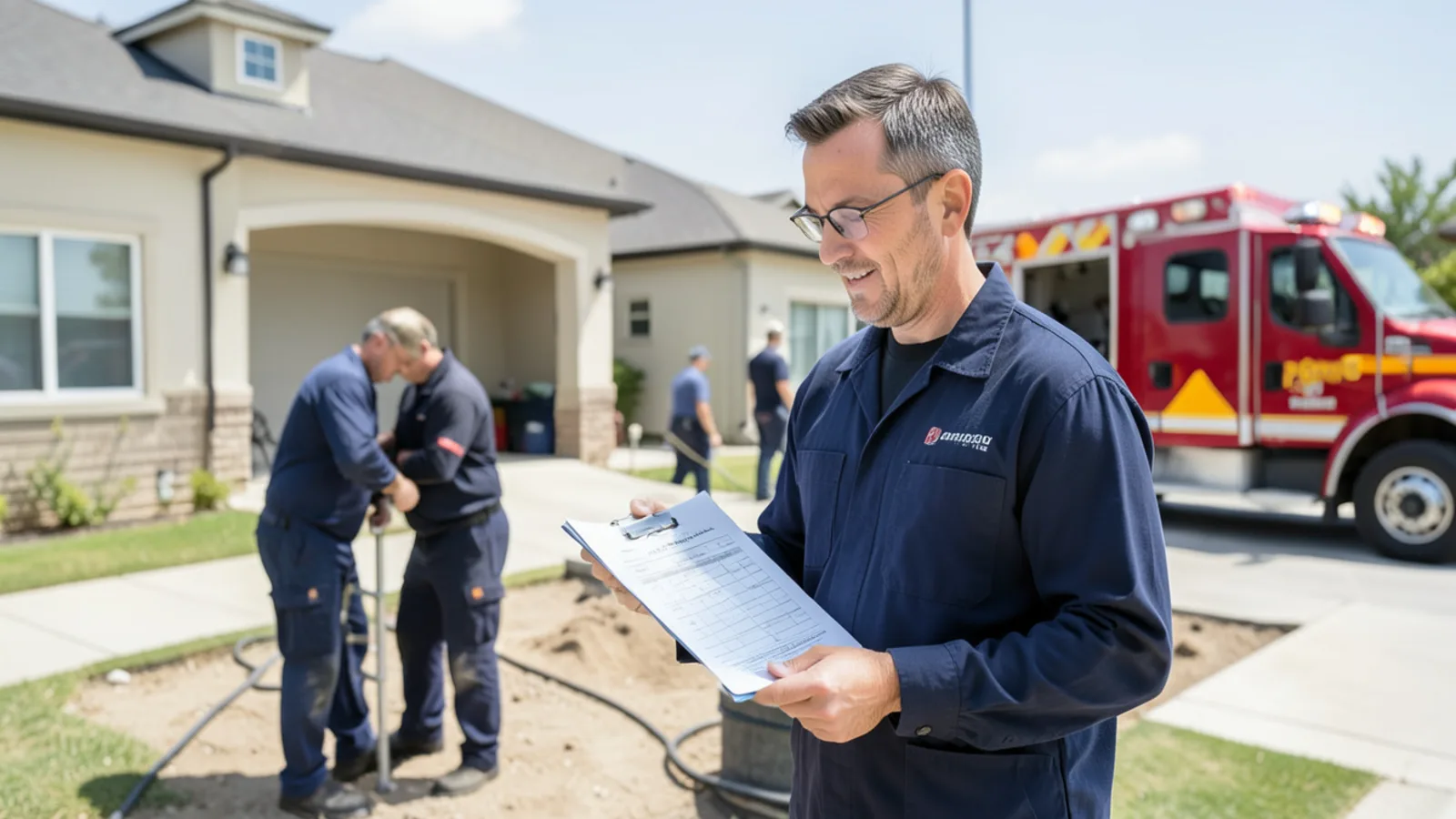 Plumbing contractor presenting transparent written repair estimate to homeowner in Inland Empire, CA