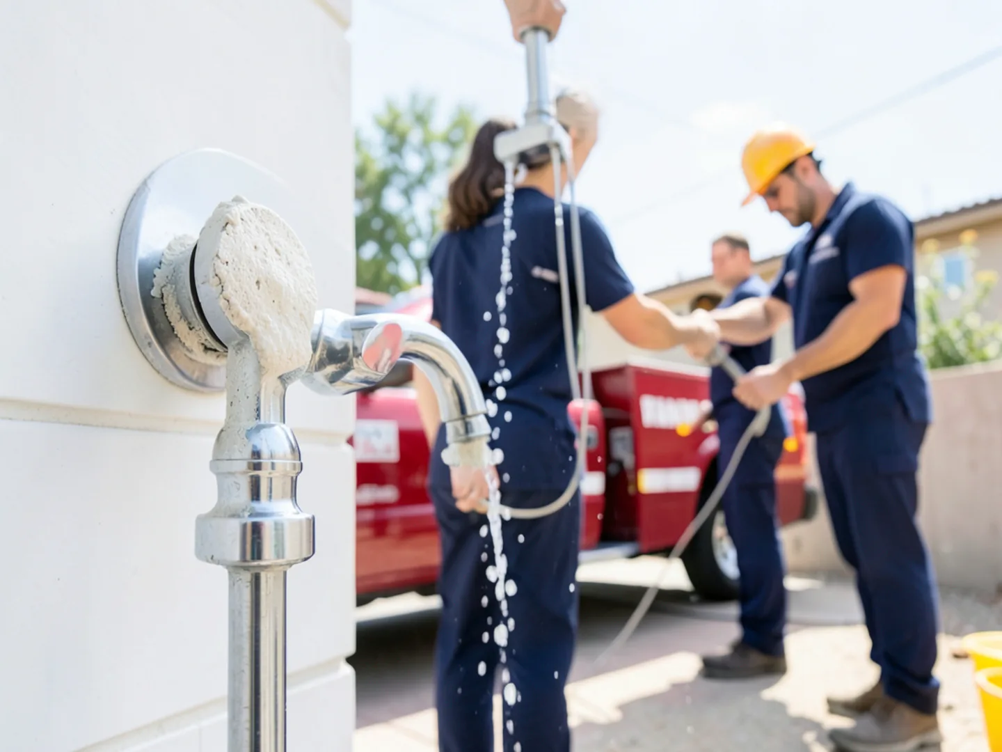 Mineral scale deposit on shower fixture in Rancho Cucamonga home