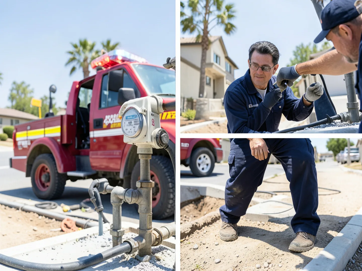 Water meter leak detection test on Riverside Public Utilities service entrance