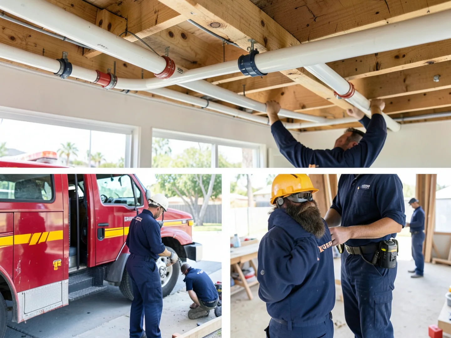 PEX water supply lines routed overhead through attic space to bypass damaged slab line